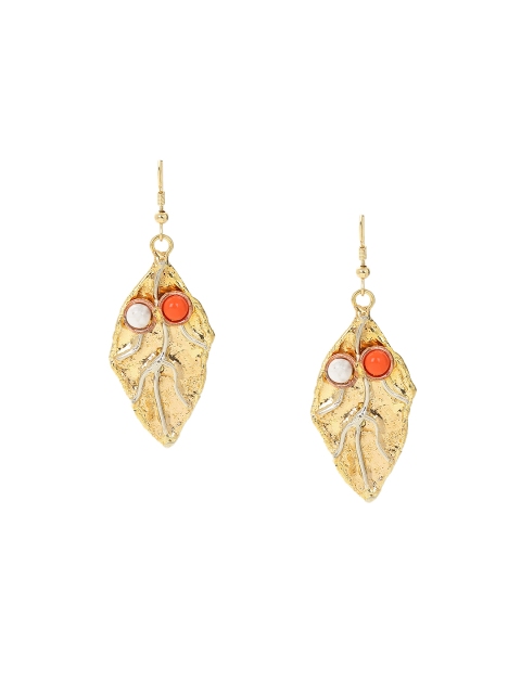 

ZeroKaata Gold-Toned Leaf-Shaped Drop Earrings