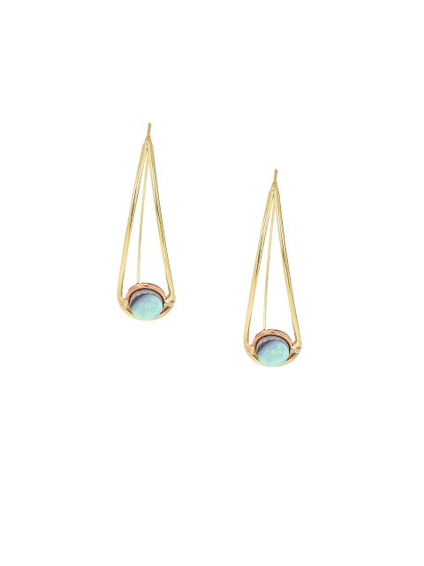 

ZeroKaata Gold-Toned Teardrop-shaped Drop Earrings