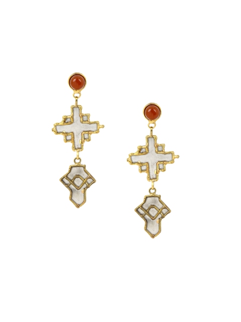

ZeroKaata Gold-Toned Geometric Drop Earrings