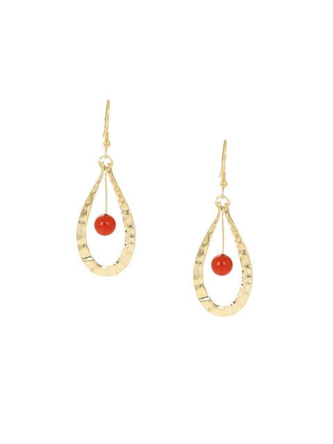 

ZeroKaata Gold-Toned Teardrop-Shaped Drop Earrings