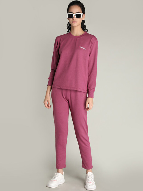 

CHKOKKO Women Purple Solid Co-Ords