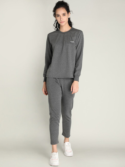 

CHKOKKO Women Grey Solid Co-Ords