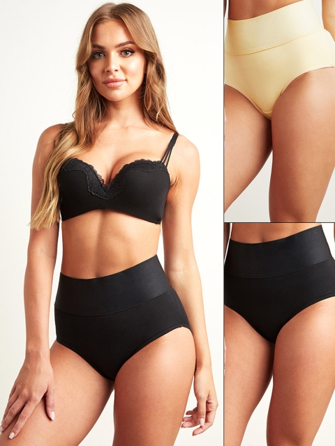 

Styli Women Pack Of 2 Solid Basic Briefs, Black