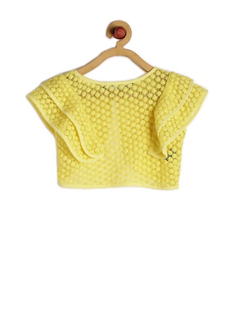 

IDK Girls Yellow Crochet Shrug