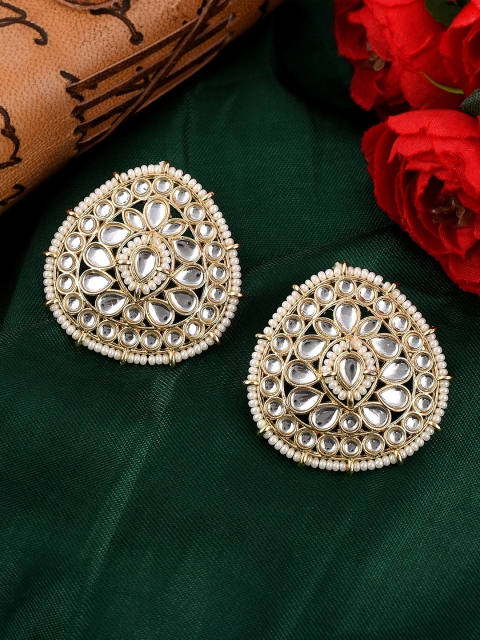

AQUASTREET Gold-Toned Kundan Stud Earrings