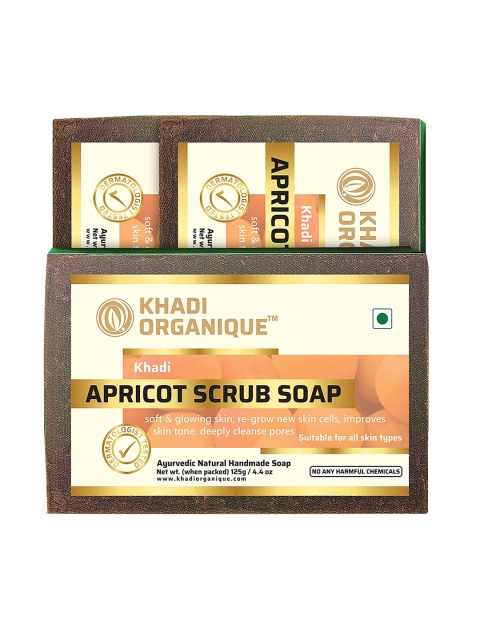 

Khadi Organique Set Of 3 Apricot Scrub Soap, Transparent