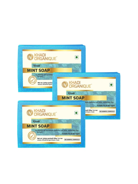

Khadi Organique Set Of 3 Mint Soaps, Transparent