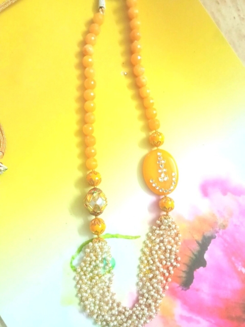 

Runjhun Gold-Toned & White Brass Gold-Plated Necklace