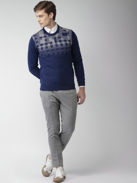 

INVICTUS Men Blue Self Design Pullover