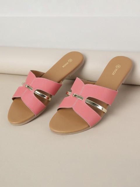

max Women Open Toe Flats, Pink