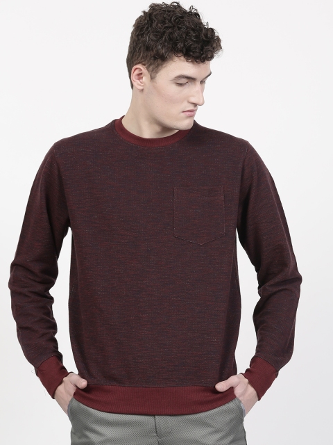 

ether Men Burgundy Solid Sweatshirt