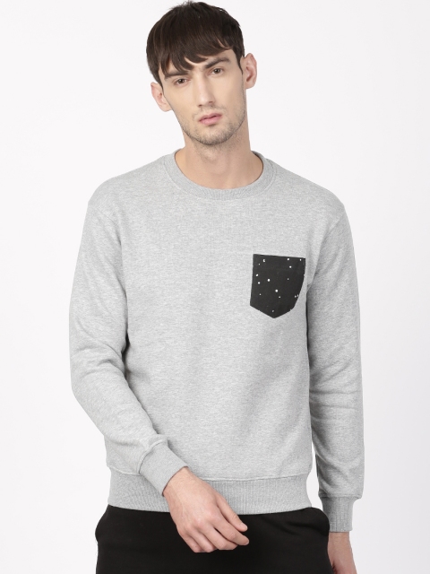 

ether Men Grey Melange Solid Sweatshirt