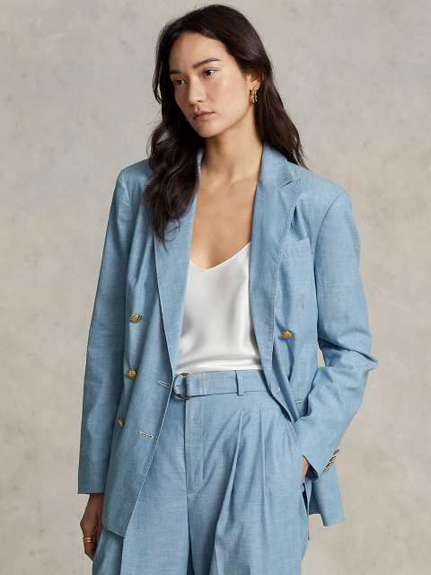 

Polo Ralph Lauren Women Blue Solid Single-Breasted Cotton Blazers