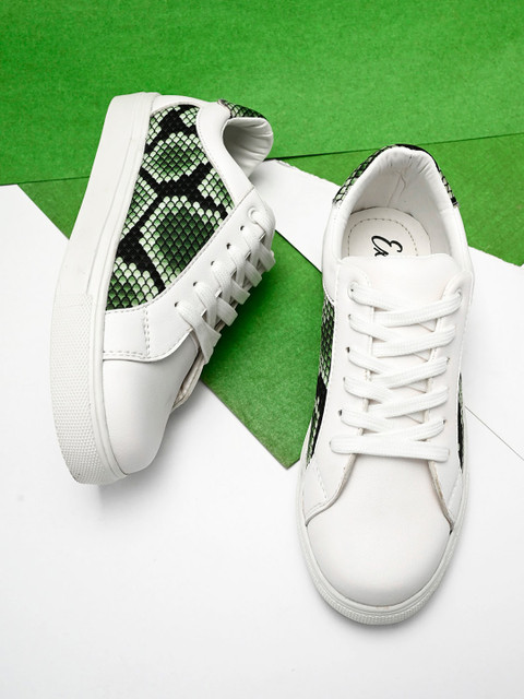 

EXTRIMOS Women Textured Synthetic Lace-Ups Sneakers, White