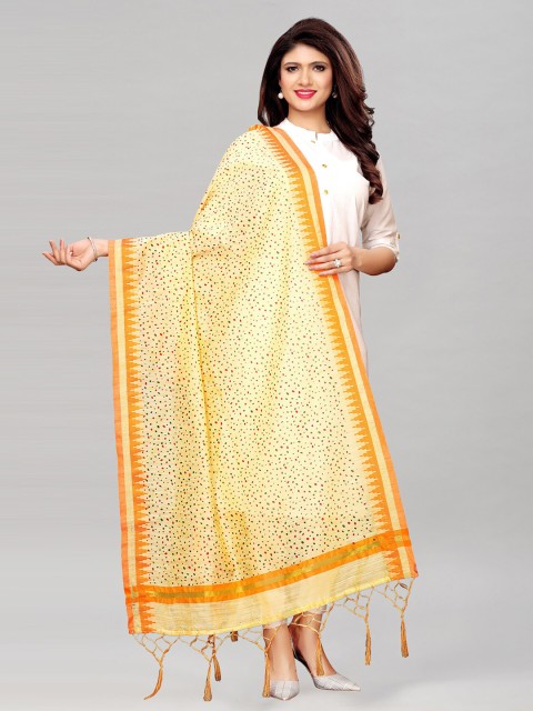 

KALINI Women Printed Cotton Silk Dupatta, Beige