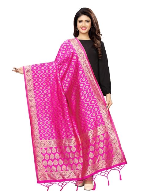 

KALINI Women Ethnic Motifs Woven Design Dupatta with Zari, Pink
