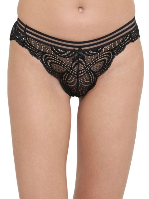 

PrettyCat Women Black Self-Design Bikini Briefs