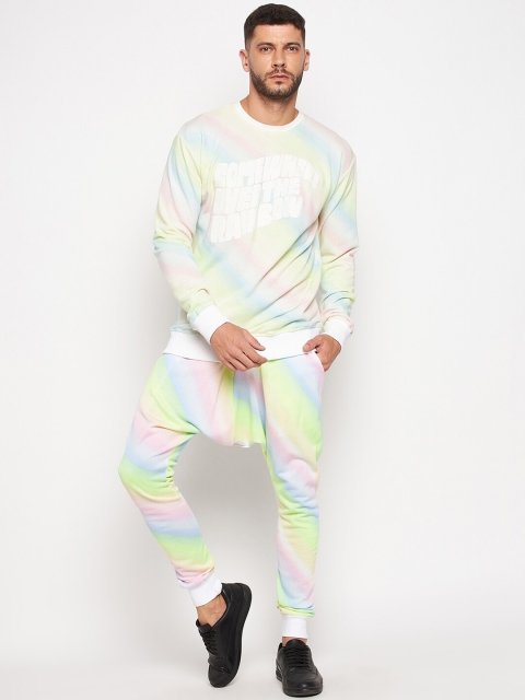 

FUGAZEE Men Rainbow Tie & Dye Sweatshirt & Drop Crotch Tracksuit, Multi