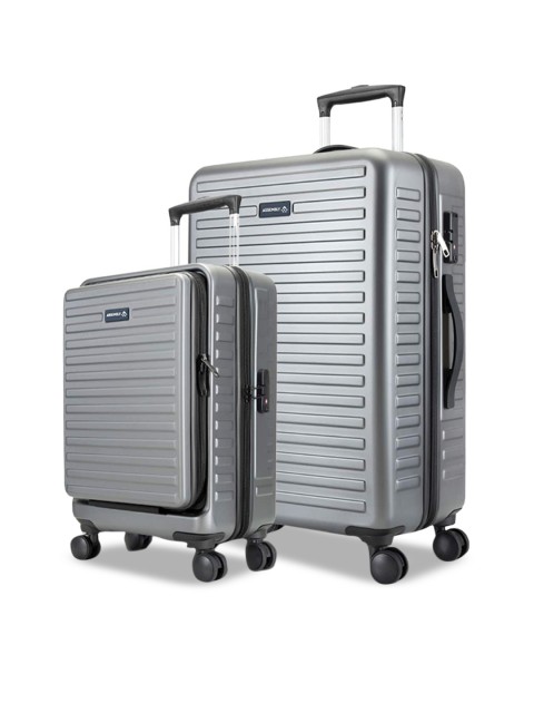 

Assembly Set Of 2 Grey Textured Hard-Sided Cabin Trolley Suitcase