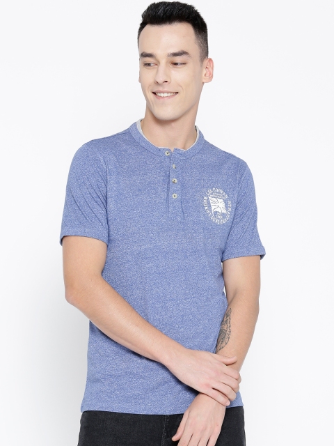 

Lee Cooper Men Blue Solid Henley Neck T-shirt