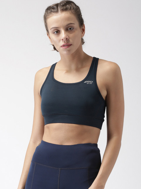 

2GO Navy Blue Solid Non-Wired Lightly Padded Sports Bra