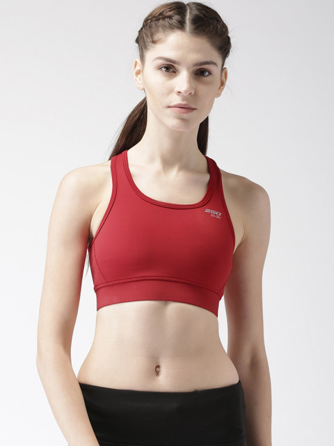 

2GO Red Solid Non-Wired Lightly Padded Sports Bra