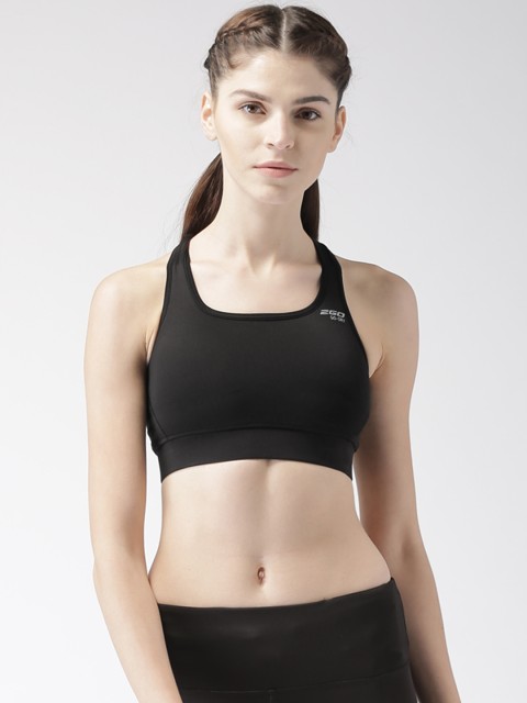 

2GO Black Solid Non-Wired Lightly Padded Sports Bra