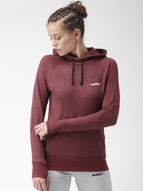 

2GO Women Red Solid Hooded Sweatshirt