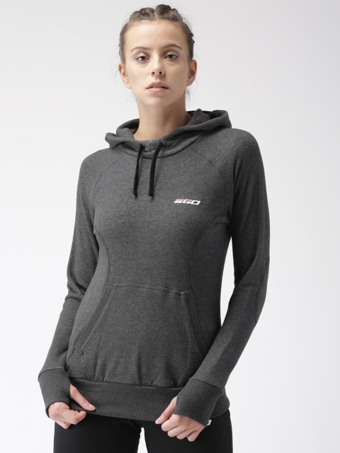 

2GO Women Charcoal Grey Solid Hooded Sweatshirt