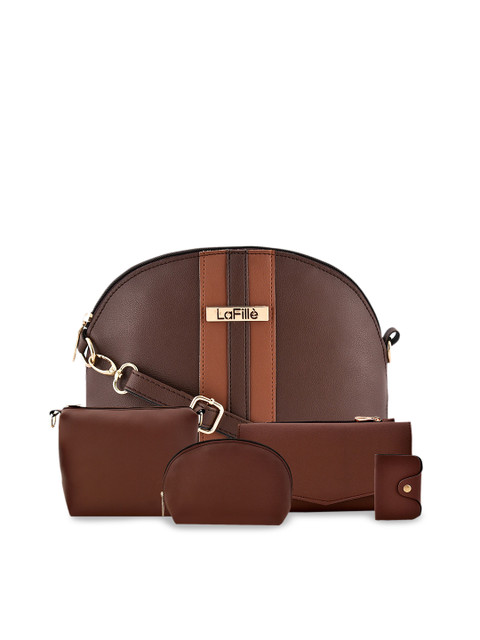 

LaFille Striped PU Structured Handheld Bag, Brown