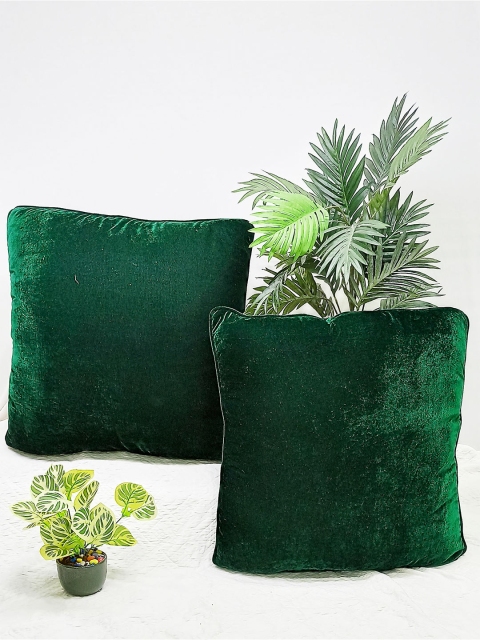 

STITCHNEST Set of 2 Square Cushion Covers, Green