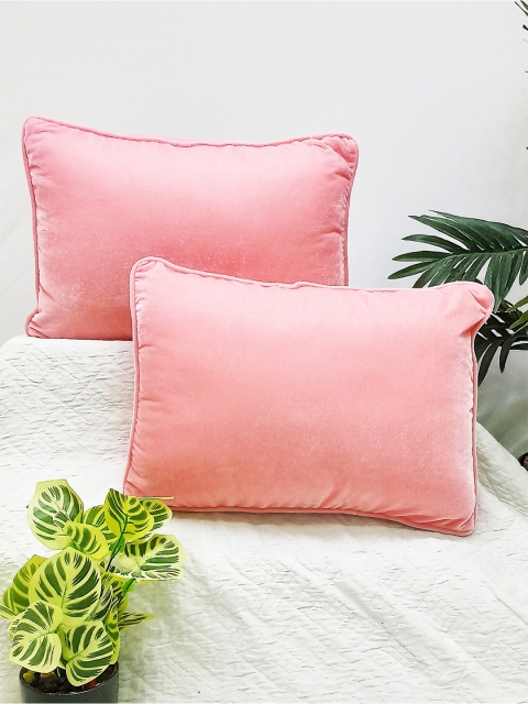 

STITCHNEST Set of 2 Rectangle Cushion Covers, Pink