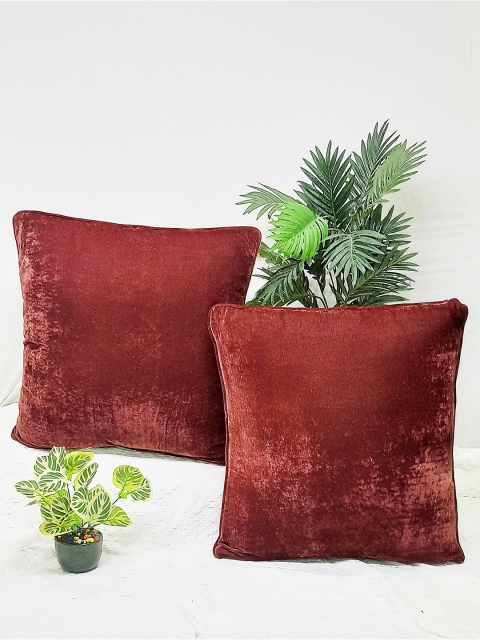 

STITCHNEST Set of 2 Square Cushion Covers, Red