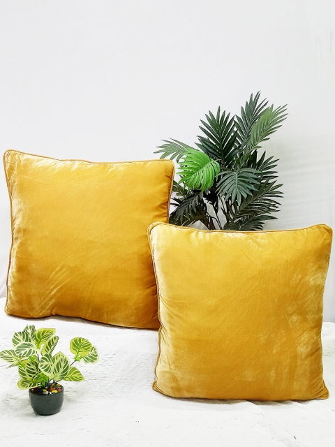 

STITCHNEST Set of 2 Solid Cotton Square Cushion Covers, Cream