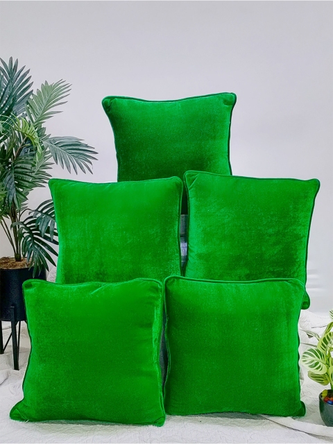 

STITCHNEST Set of 5 Square Cushion Covers, Green
