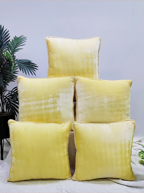 

STITCHNEST Set of 5 Square Cushion Covers, Champagne