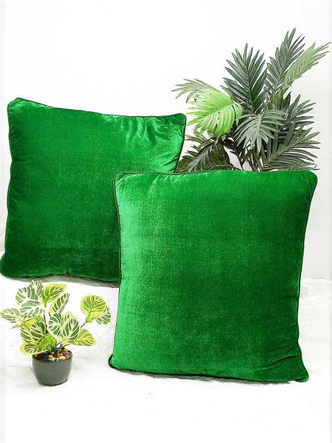 

STITCHNEST Set of 2 Square Cushion Covers, Green