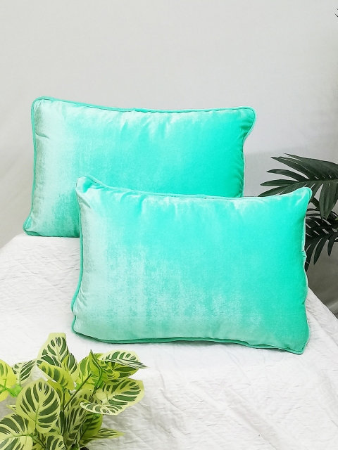 

STITCHNEST Set of 2 Rectangle Cushion Covers, Green