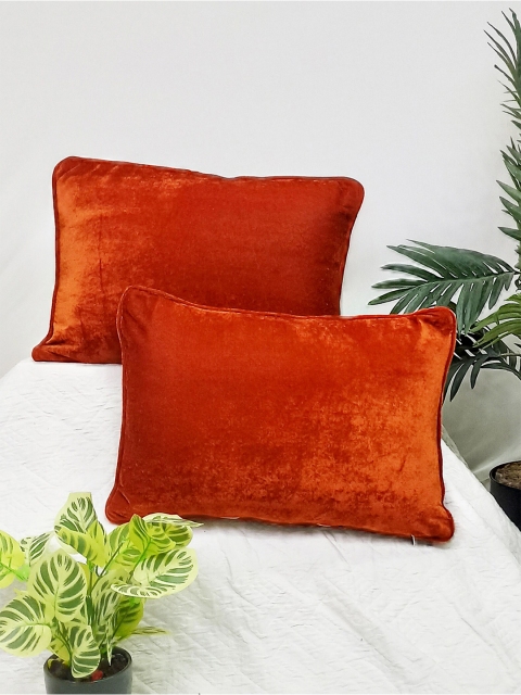 

STITCHNEST Set of 2 Rectangle Cushion Covers, Rust