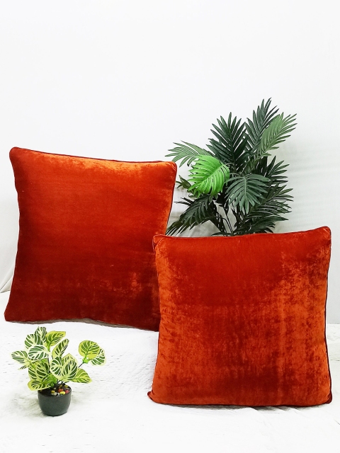 

STITCHNEST Set of 2 Square Cushion Covers, Rust