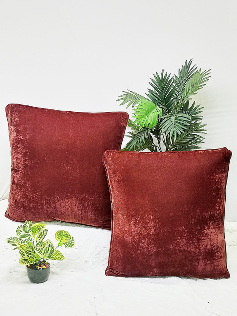 

STITCHNEST Set of 2 Square Cushion Covers, Maroon