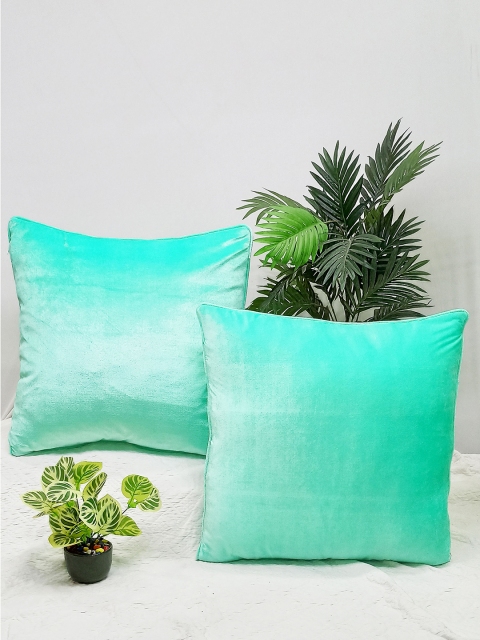 

STITCHNEST Set of 2 Square Cushion Covers, Green