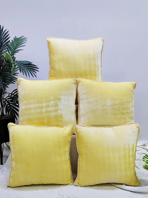 

STITCHNEST Set of 5 Abstract Square Cushion Covers, Champagne