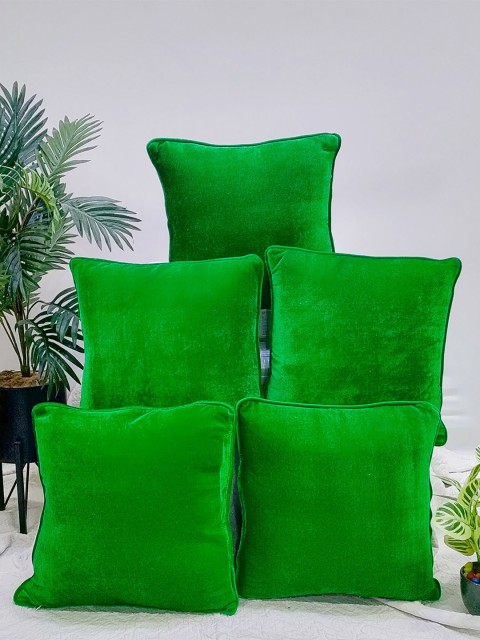 

STITCHNEST Set of 5 Square Cushion Covers, Green