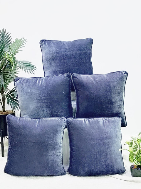 

STITCHNEST Set of 5 Square Cushion Covers, Grey