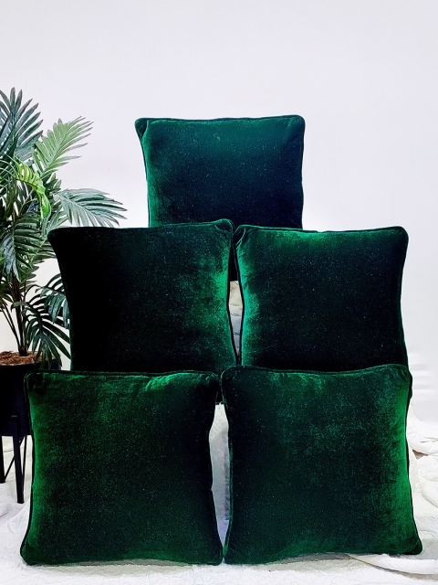 

STITCHNEST Set of 5 Square Cushion Covers, Green