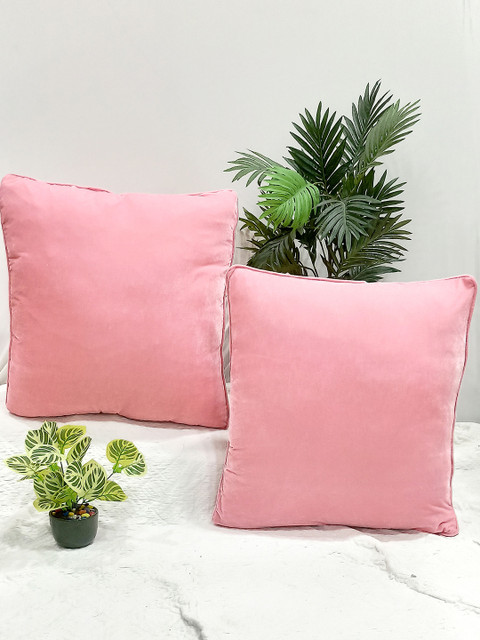 

STITCHNEST Set of 2 Square Cushion Covers, Pink