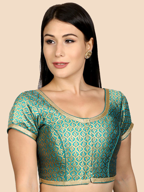 

neckbook Green Woven Design Saree Blouse