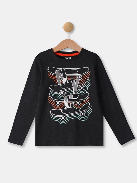 

R&B Boys Black Typography Printed T-shirt