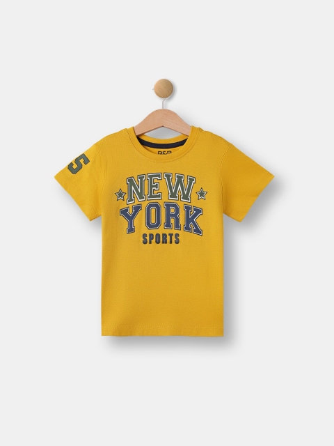 

R&B Boys Mustard Yellow Printed T-shirt